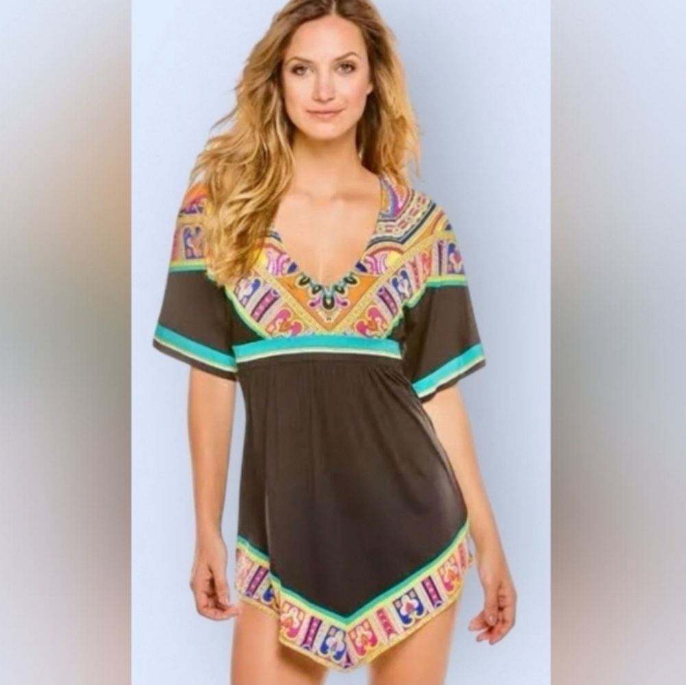 Trina Turk Chateau Bell Cover-Up Dress Sz  S, 17" PTP, 30" L
